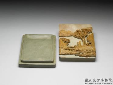 图片[2]-Songhua inkstone with lid featuring landscape and figure, Qing dynasty, Qianlong reign (1736-1795)-China Archive